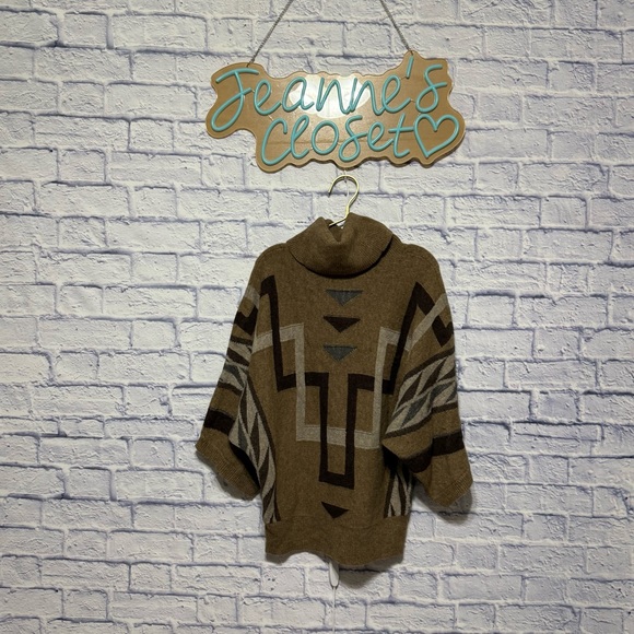 Lauren Ralph Lauren Lambswool Aztec Slouchy Dolman Sleeve Cowl Neck Top - M - Picture 5 of 11